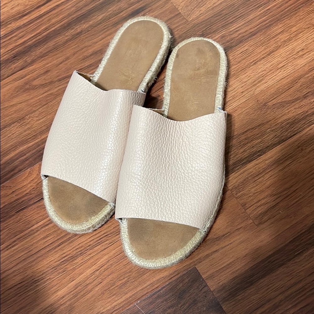 Anthropologie Maypol espadrille slip-on pink leather sandals size 40
